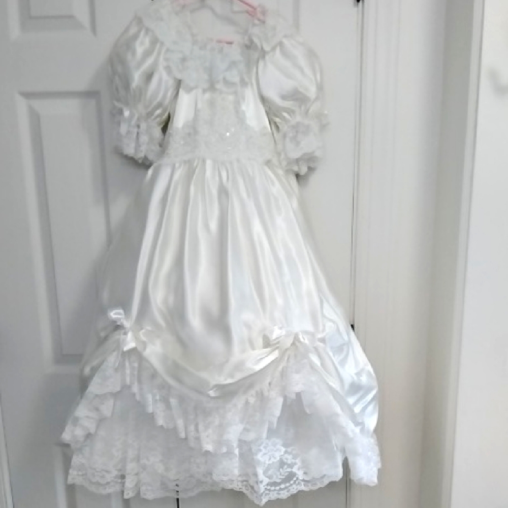 Elegant Vintage Loralie Original White Formal Childs Gown